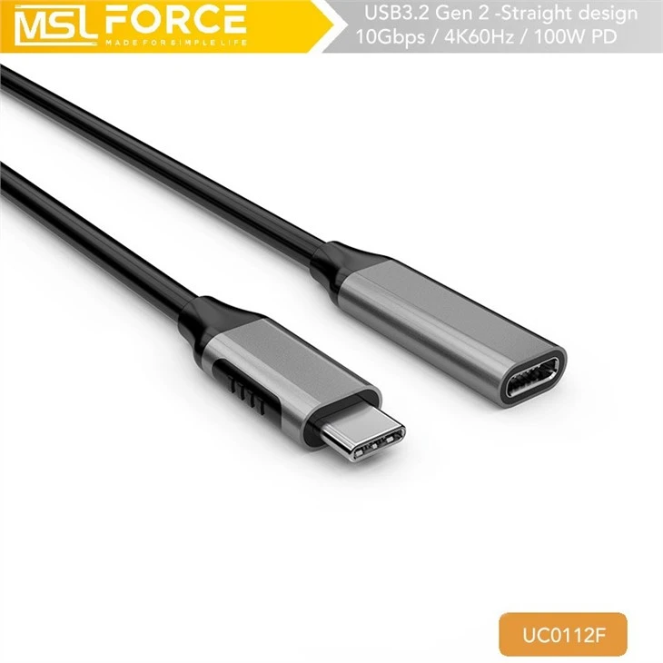 Right Angle Usb C Extension Cable Male To Female 4k60hz 100W PD 10Gbps Data